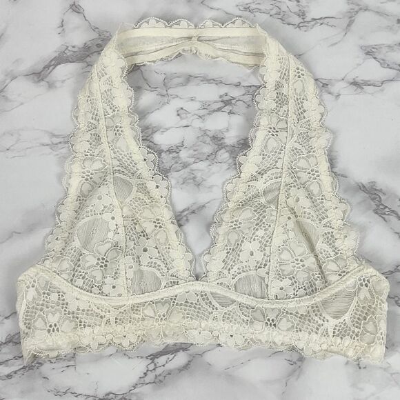 Intimately Free People Ivory Lace Halter Bralette XS - Picture 1 of 4